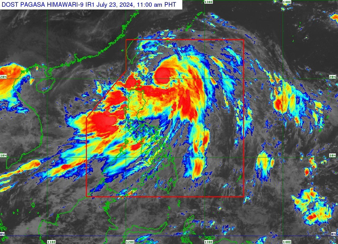 Satelite image of Typhoon Carina as of 11 a.m. July 23, 2024.