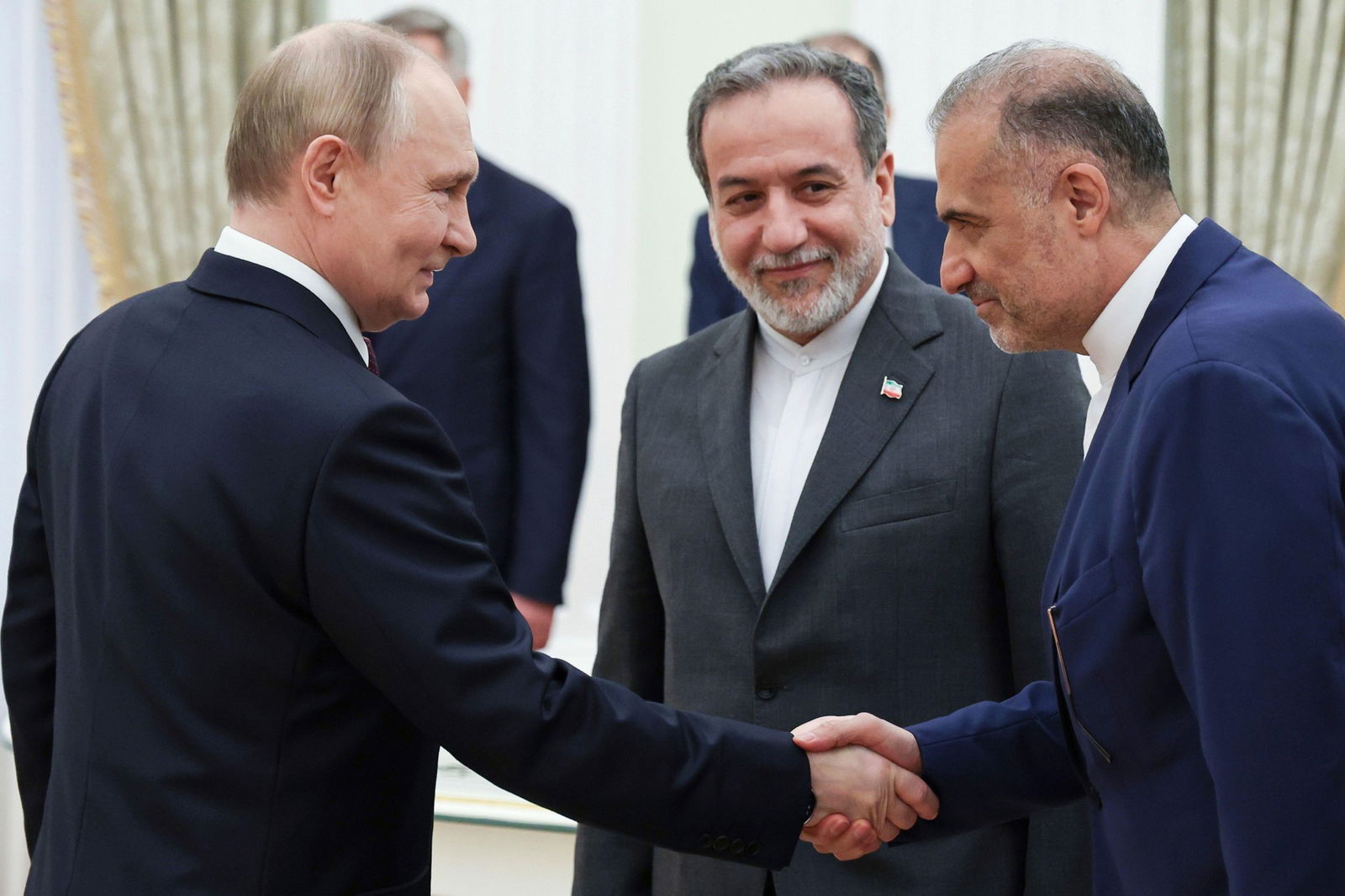 Russian President Vladimir Putin meeting Iranian Foreign Minister Abbas Araghchi in Moscow yesterday.