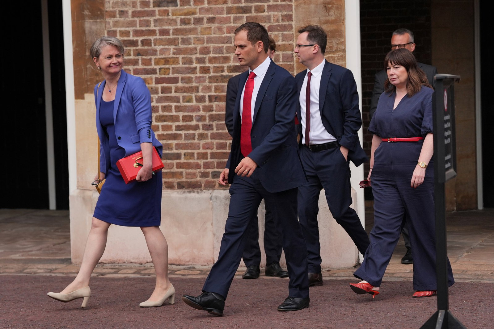 Health Secretary Yvette Cooper (left) departs a Privy Council meeting at St James´s Palace, central London.
