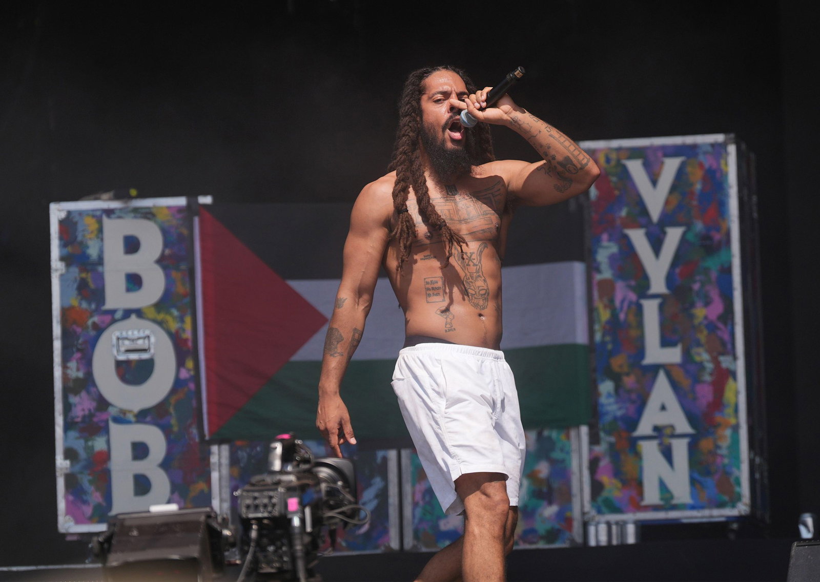 Bob Vylan on stage at Glastonbury