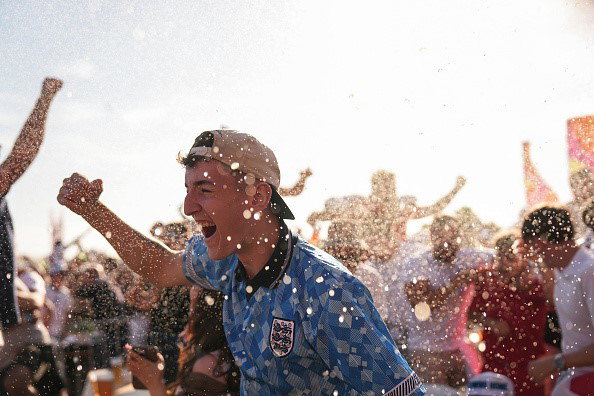 England fans celebrate the win