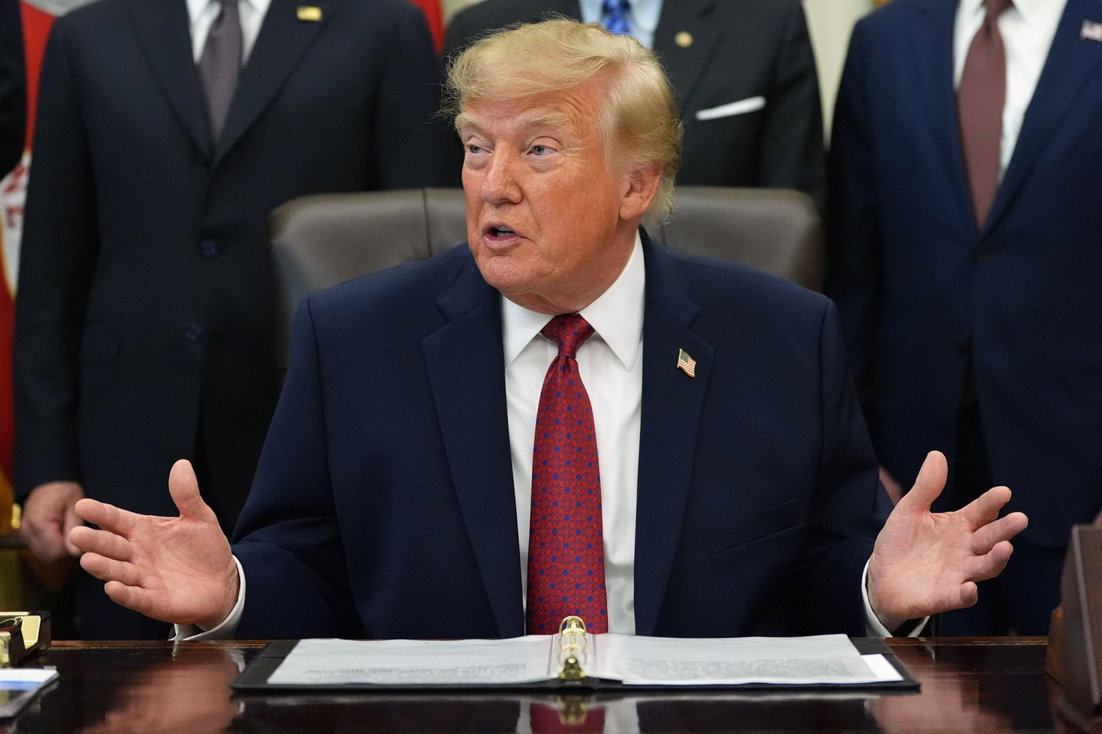 Donald Trump speaking in the Oval Office