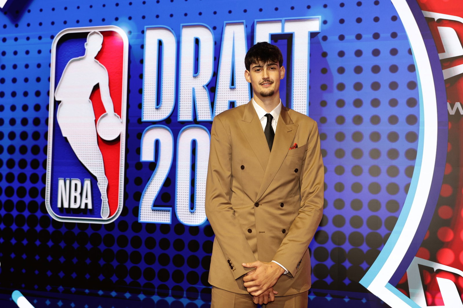 Aday Mara arrives to the NBA draft on Tuesday in New York.