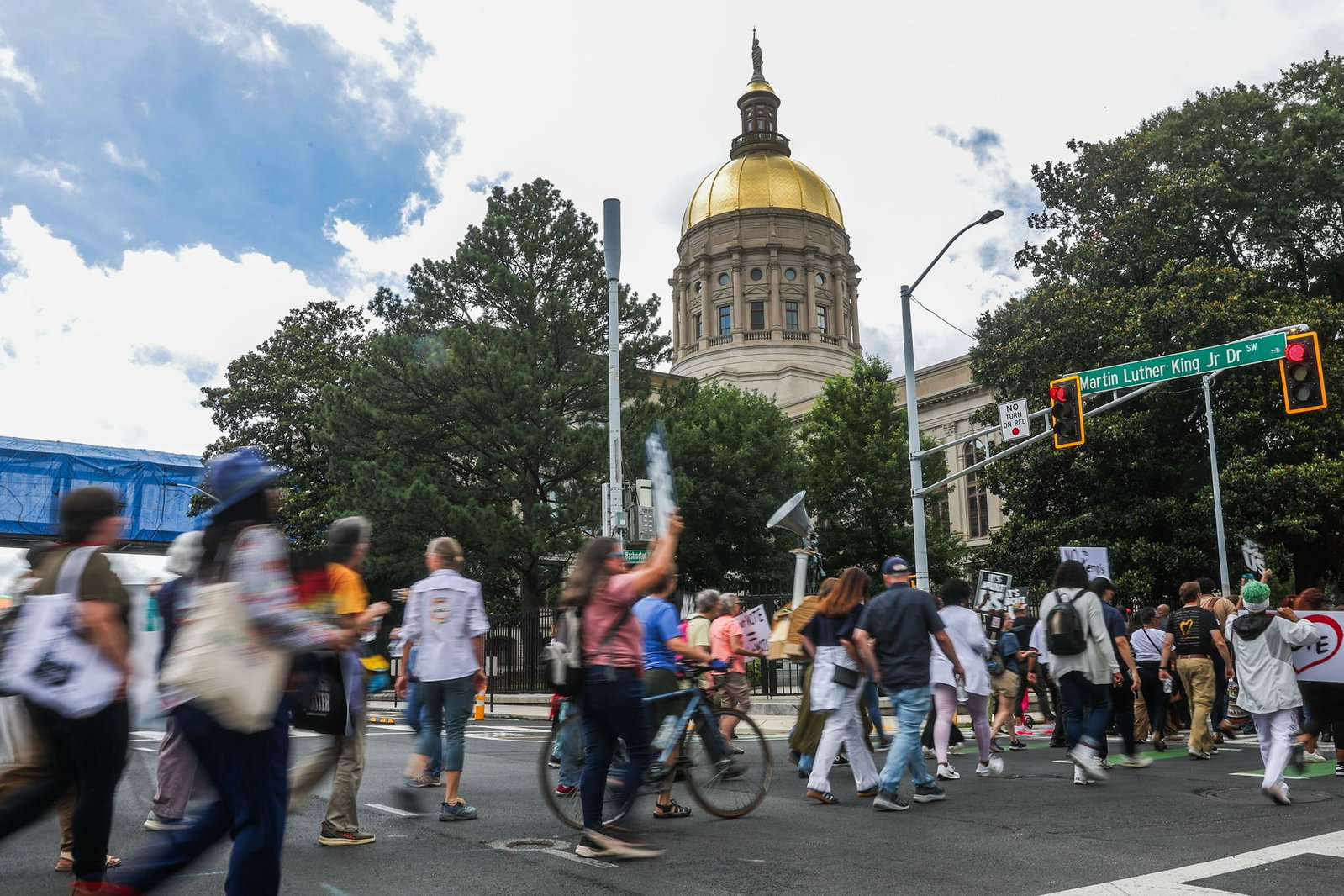 Protesters march to the Georgia Capitol.
