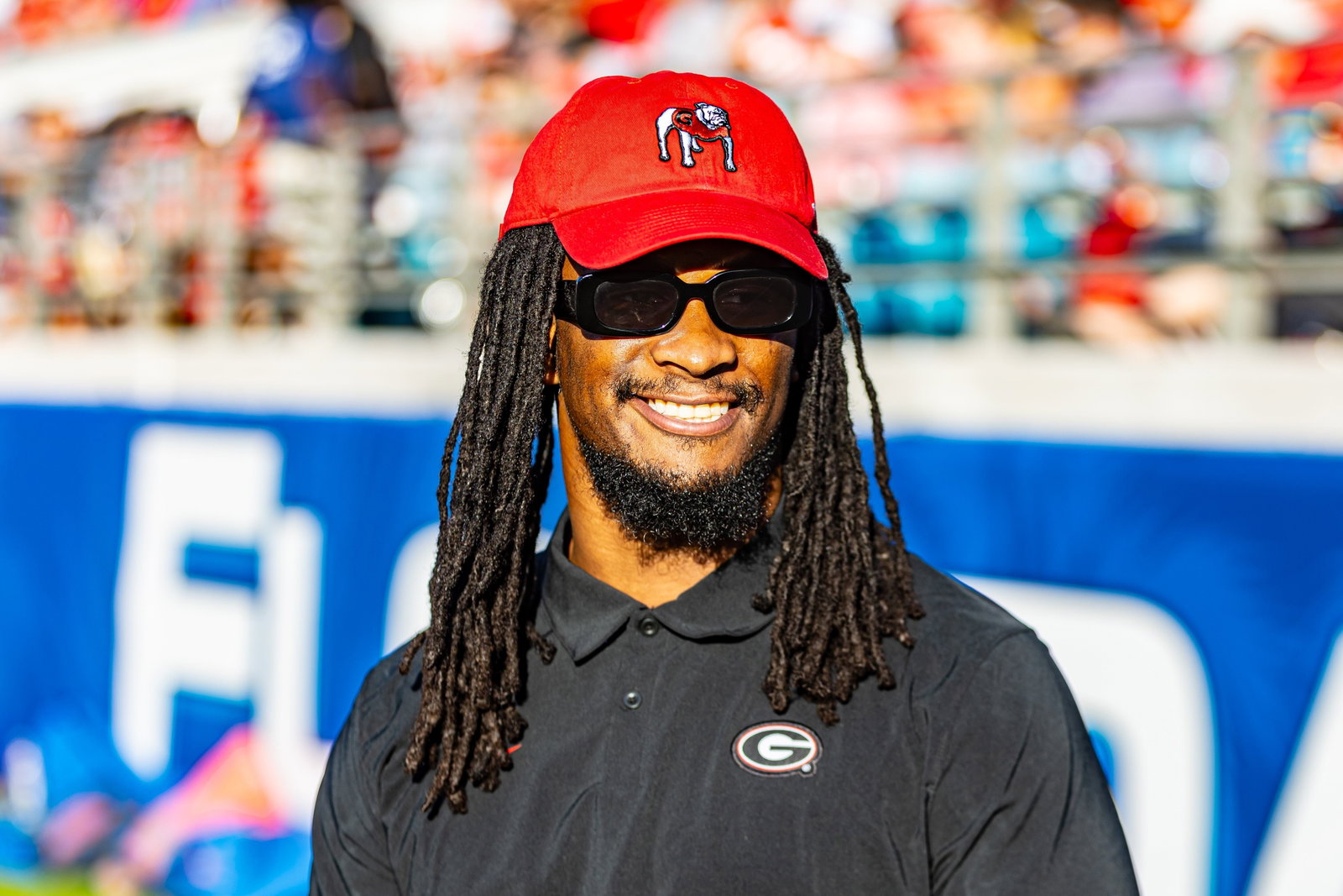 Former Georgia running back and retired NFL payer Todd Gurley, seen here at the Georgia-Florida game in Jackonsville, Florida, in 2023.