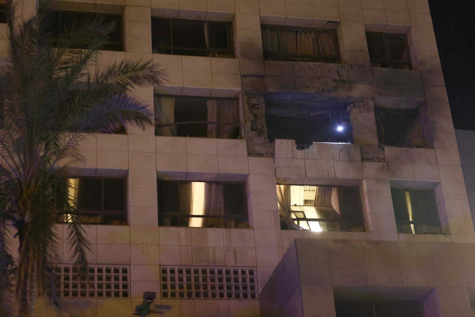 Ramada hotel showed blackened, damaged walls