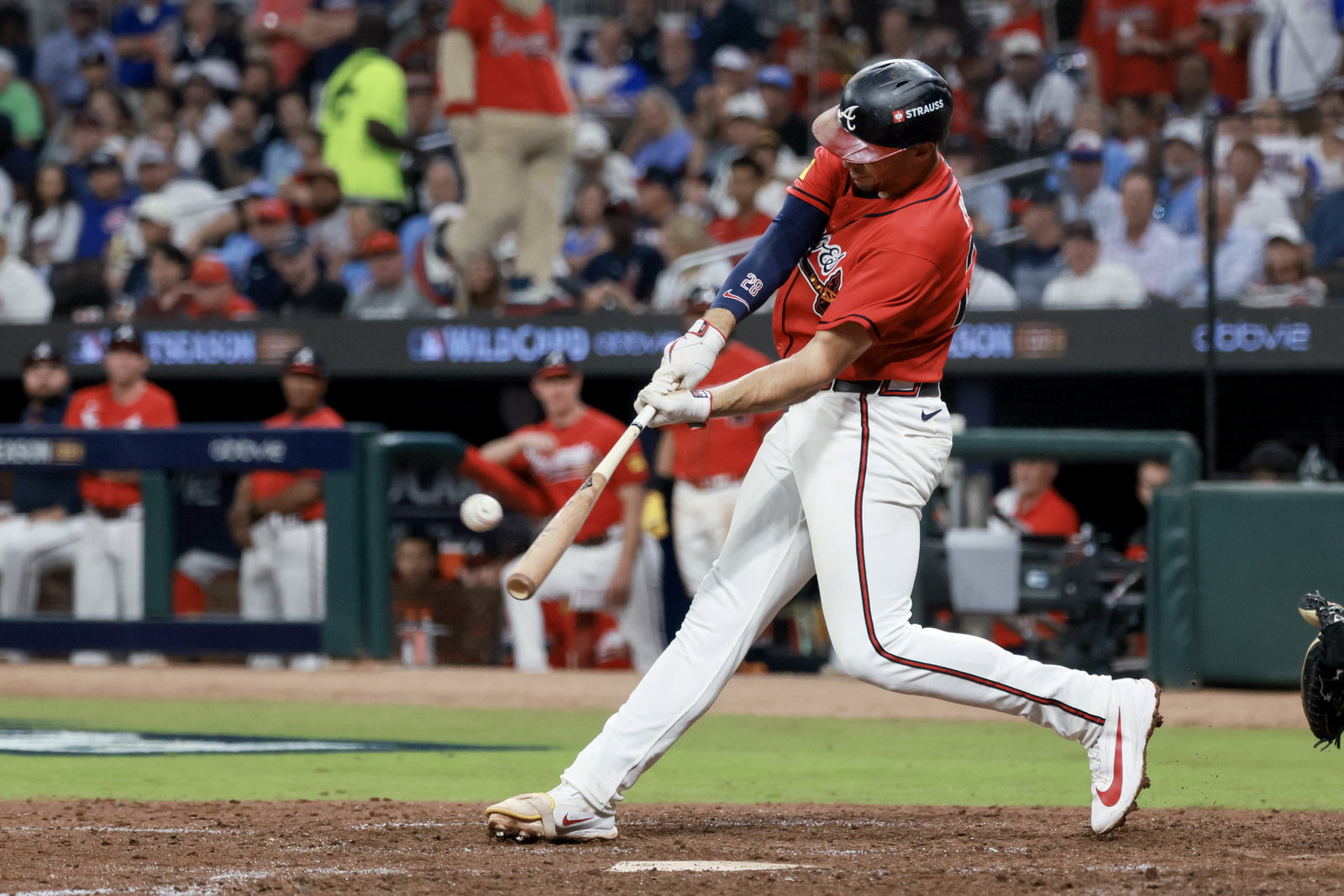 Braves first baseman Matt Olson hits a solo home run against the Philadelphia Phillies. 