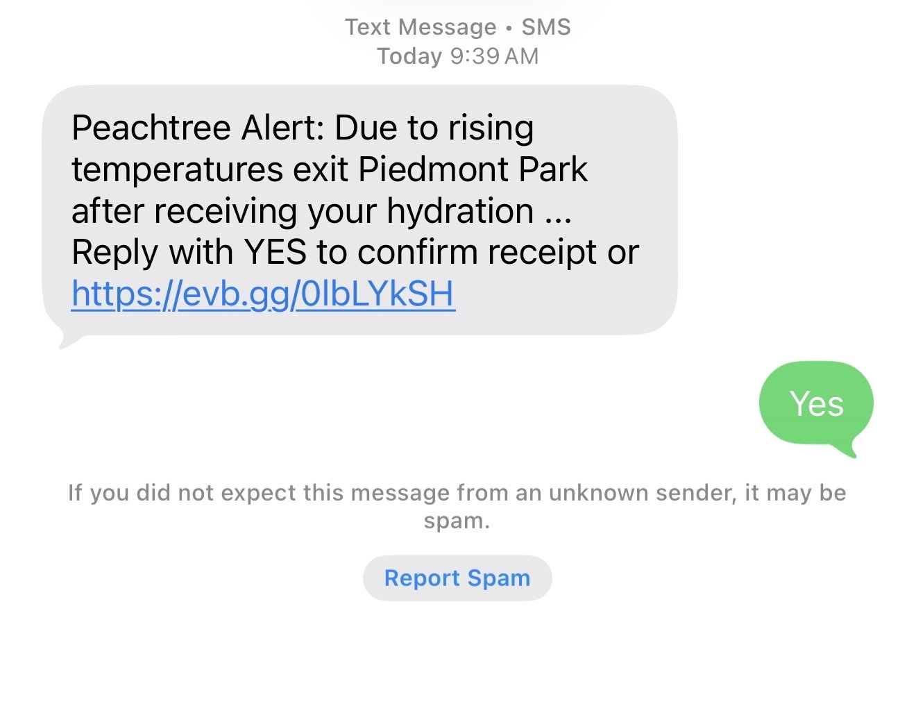 Peachtree runners received a text alert to leave Piedmont Park following the race.