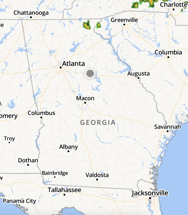 Weather.com's projected radar for Georgia on Friday night.