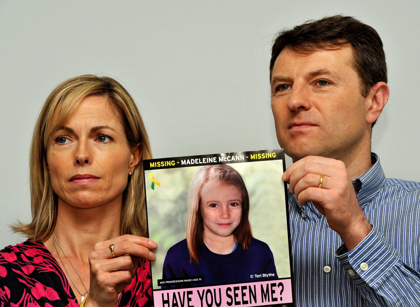 Gerry and Kate McCann in 2012 hold an image of what Madeline might look like.